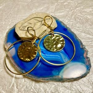 Kenneth Jay Lane, KJL, Hammered Gold Hoop Earrings